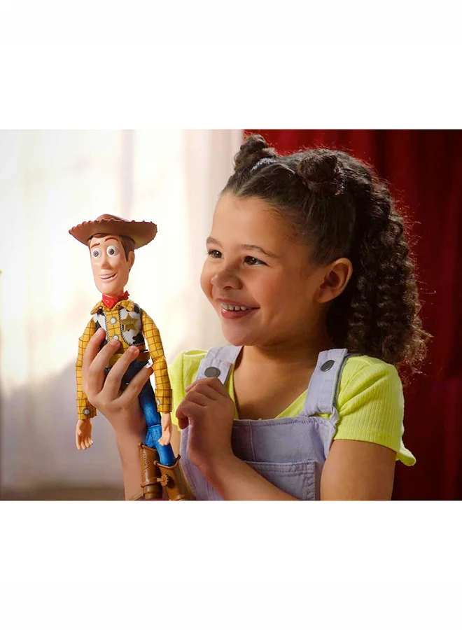 Disney  Mattel Disney Pixar Toy Story Talking Woody Action Figure & Accessory, Roundup Fun 12-inch Collectible with 30+ Sounds & Phrases​​​  | Best Price UAE