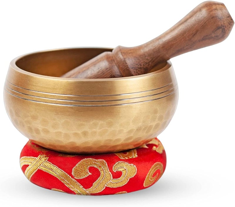 FASHERATI Tibetan Singing Bowl for Meditation - 4 Inch Gold Buddhist Bowl, Handcrafted for Mindfulness, 7 Chakra Healing, Holistic Sound - Image 1