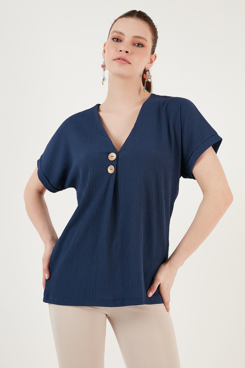 Lela Button Detailed V-Neck Blouse Women's Blouse 5865567  - Image 5
