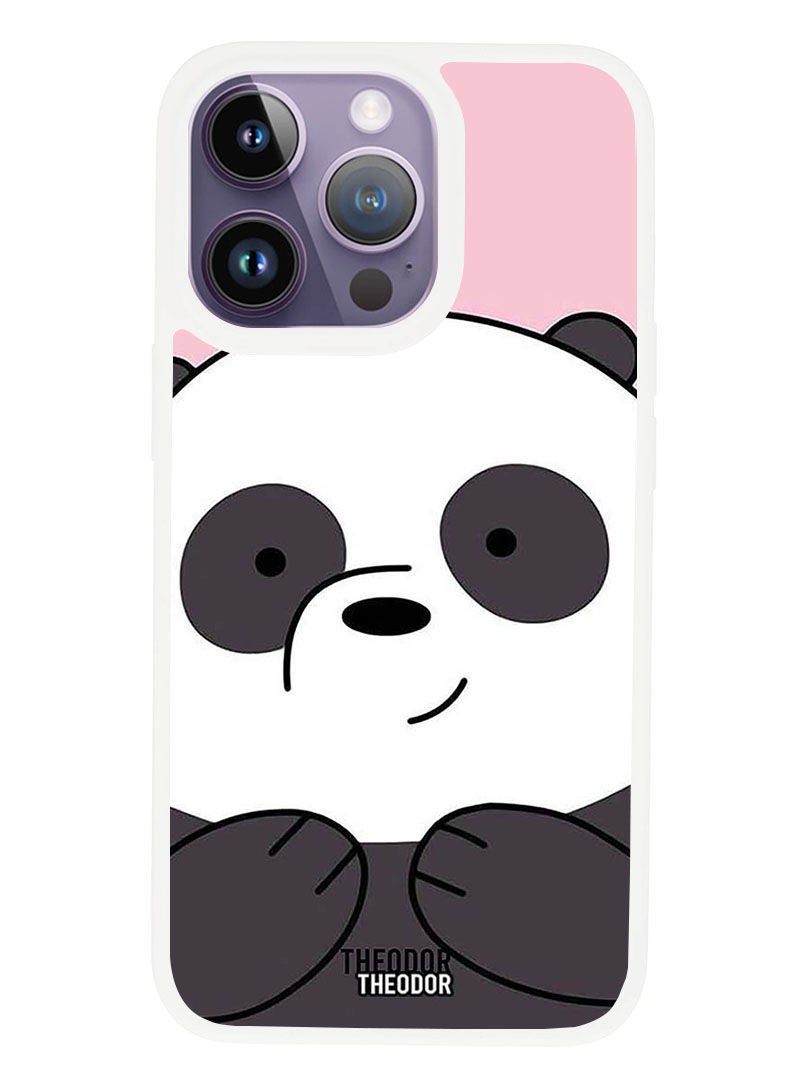 Theodor Protective Case Anti Scratch Shock Proof Cover For APPLE IPHONE 14 PRO Panda Smiling (White Bumper) - Image 1