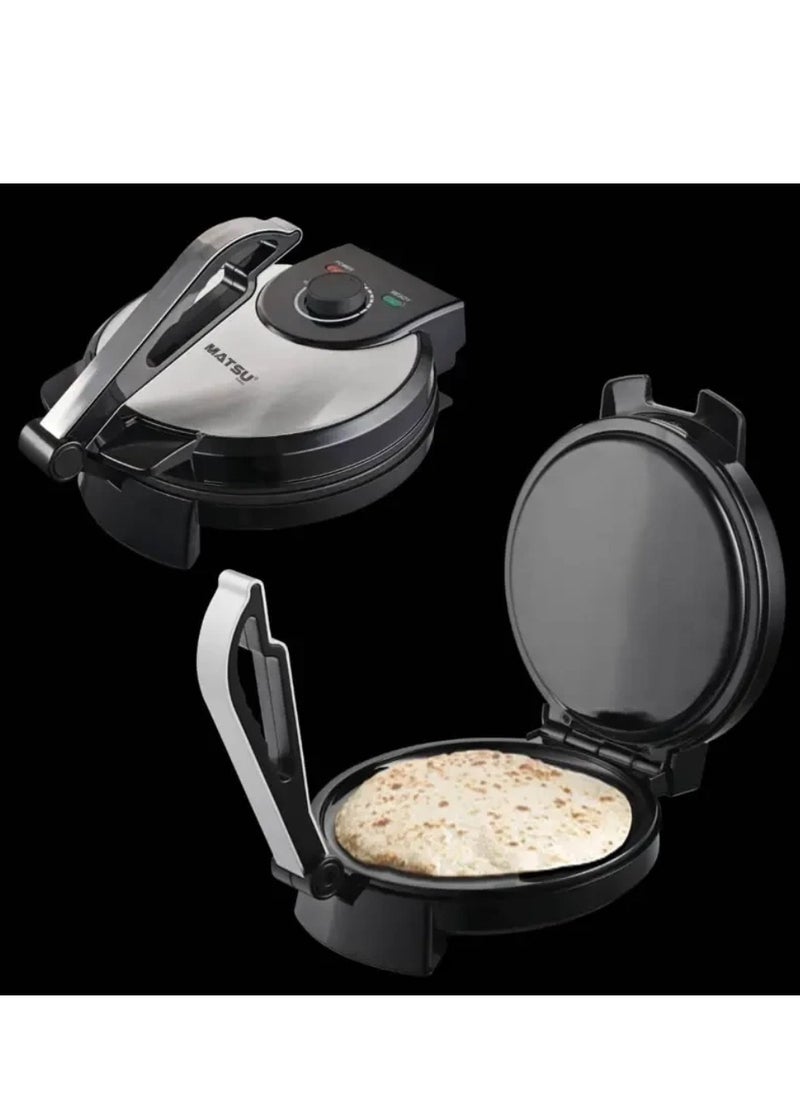 Generic MATSU 10-Inch Electric Roti Maker – 1200W Non-Stick Chapati Press for Home Use – Stainless Steel Flatbread Maker with Adjustable Temperature Control – Dual Indicator Lights – Cool-Touch Handle – Safety Lock – Easy to Clean – 220-240V Kitchen Appliance for UAE  - Image 3