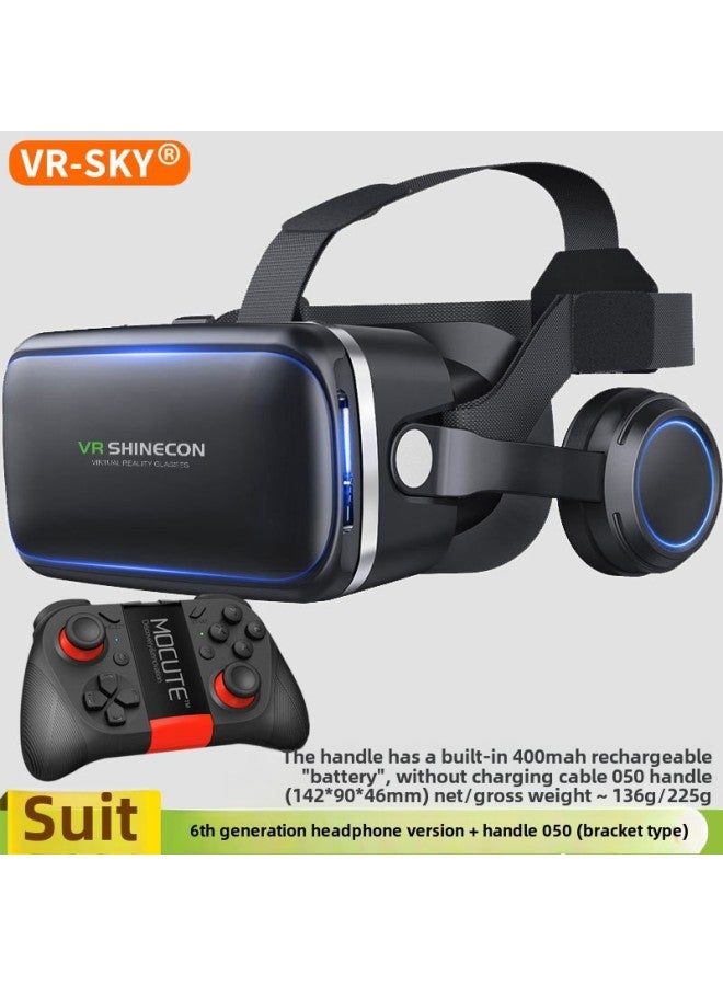 Smart Virtual Reality VR Glasses Headset With Built-In Earphones 3D Glasses For Children Adults Fashion Business And Masses-Color:6 Generation Headset Version 050 Handle - Image 1