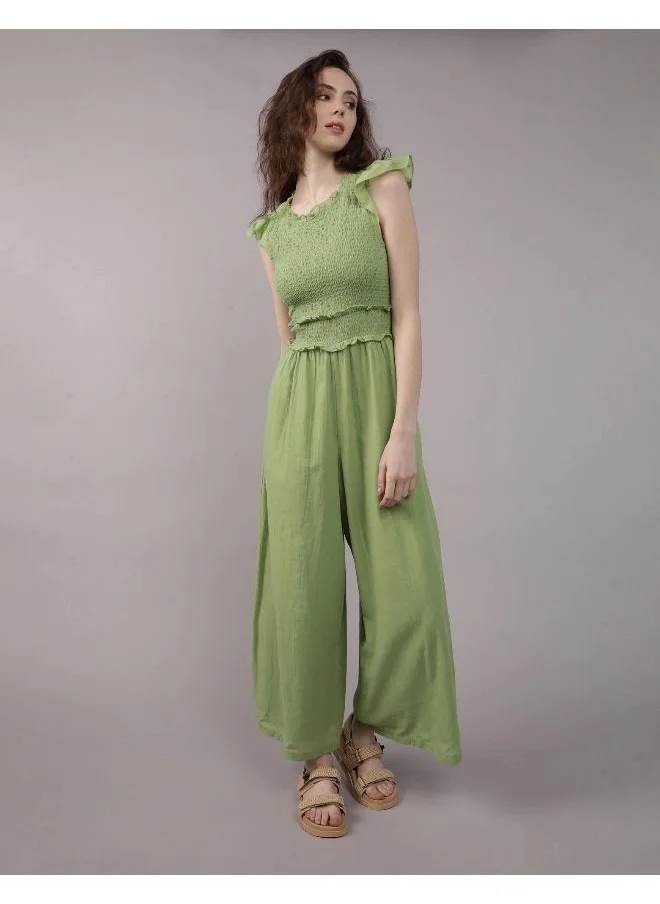 امريكان ايجل AE Ruffle Sleeve Smocked Jumpsuit