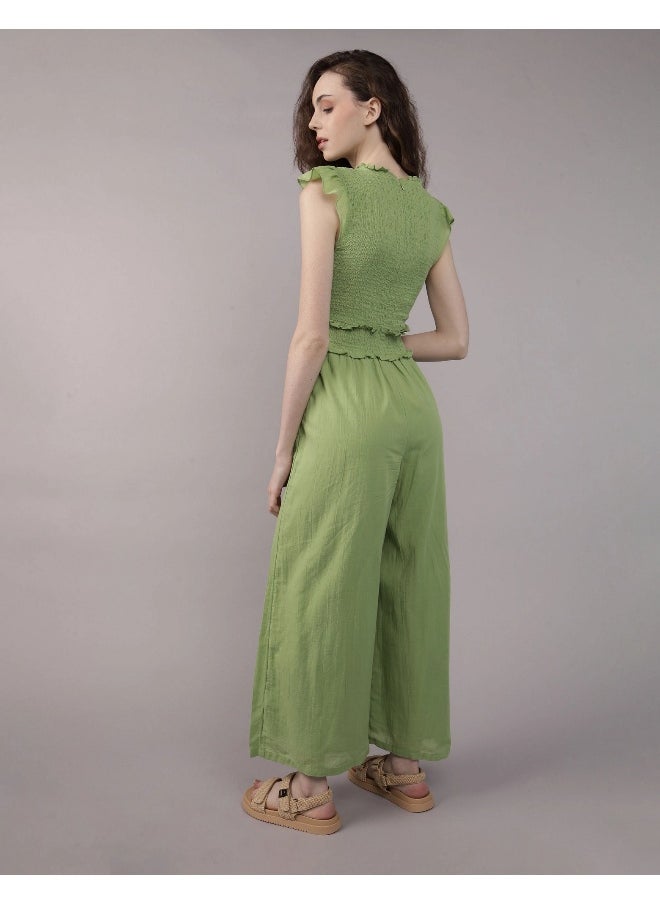 American Eagle - AE Ruffle Sleeve Smocked Jumpsuit - Image 1