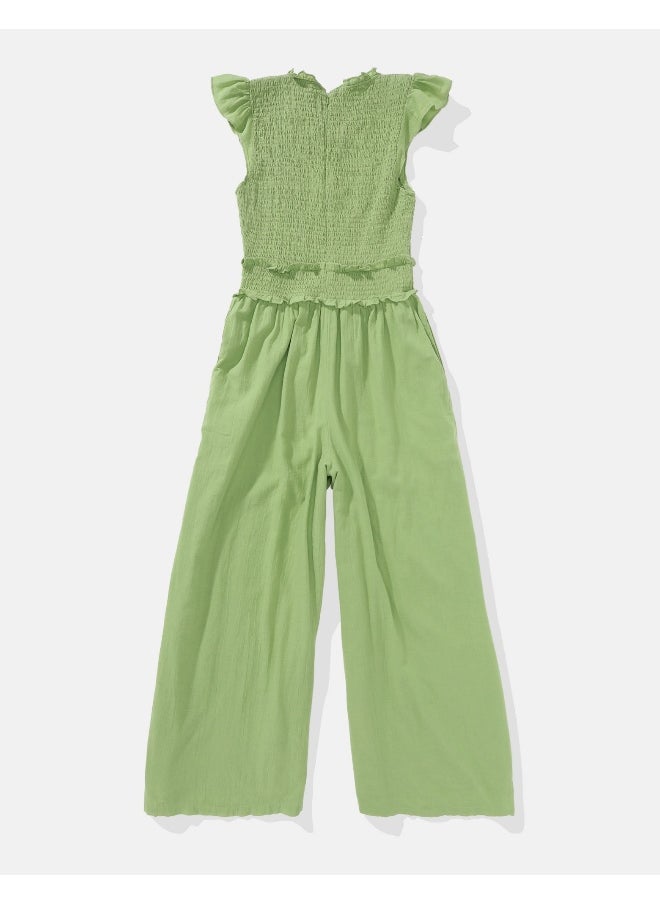 American Eagle - AE Ruffle Sleeve Smocked Jumpsuit - Image 1