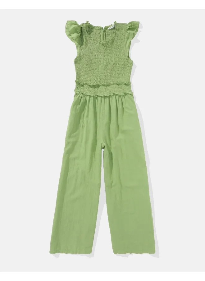 American Eagle AE Ruffle Sleeve Smocked Jumpsuit