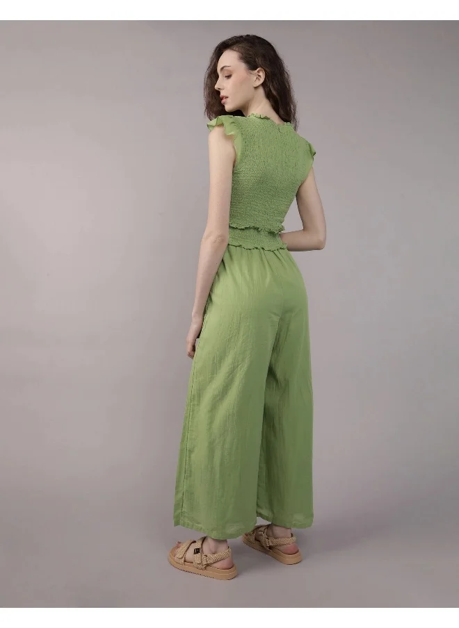 امريكان ايجل AE Ruffle Sleeve Smocked Jumpsuit