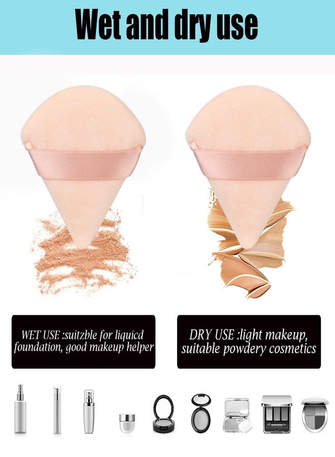INOVERA (LABEL) 6 Pieces Powder Puff Face Makeup Sponge - Loose Foundation Blending Sponges Set - Triangle Shape Beauty Blender Tool for Wet & Dry Powders (Nude) - Image 2