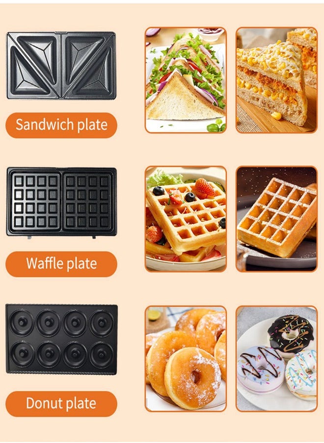 JAMAKY - 6-In-1 Multi Snack Maker With Sandwich-Panini Grill-Waffle-Donut-Madeline Cake-Nut Maker,Detachable Plates & Indicator Lights 1500W JMK2013 - Image 1
