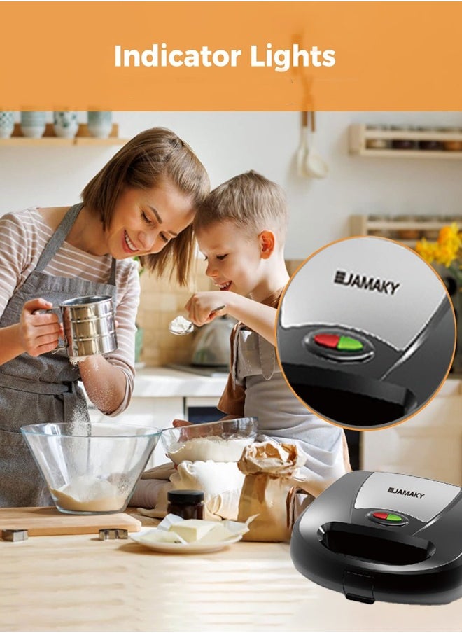 JAMAKY - 6-In-1 Multi Snack Maker With Sandwich-Panini Grill-Waffle-Donut-Madeline Cake-Nut Maker,Detachable Plates & Indicator Lights 1500W JMK2013 - Image 1