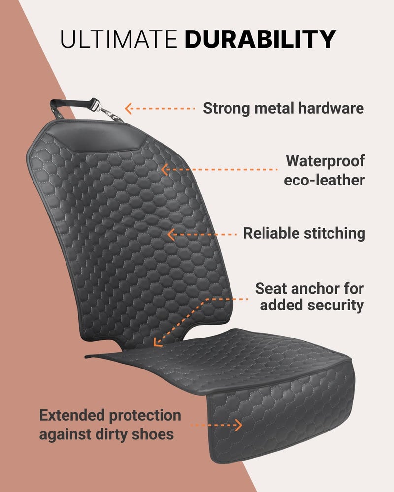 Owleys Premium Leather Car Seat Protector for Child Car Seat Cover from Dirt Scratches - Infant Car Seat Protector for Back Seat/Front Booster Seat Protector Under Baby Car Seat Waterproof 1pc Black - Image 5