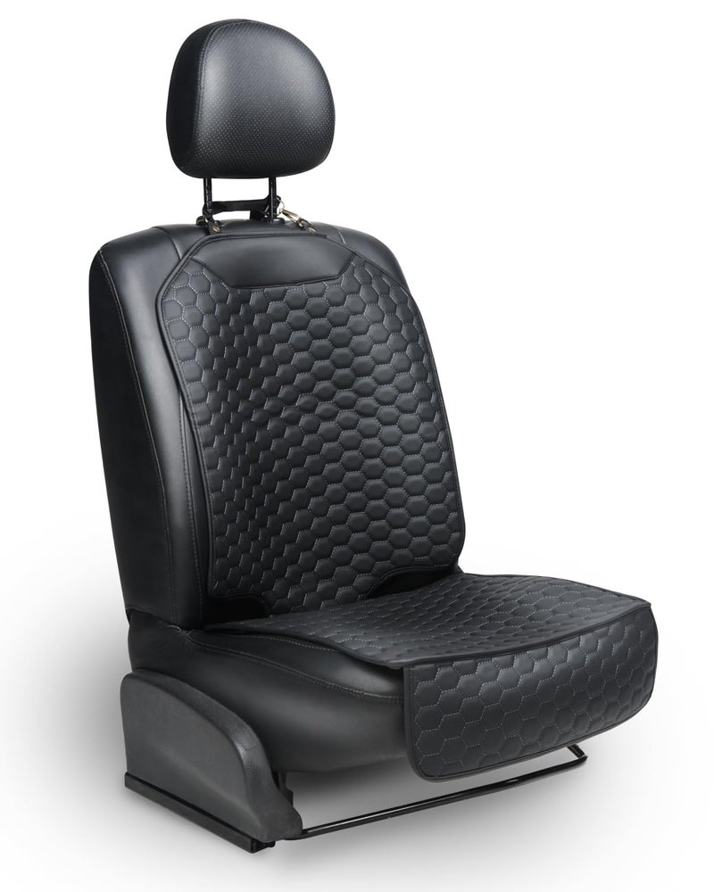 Owleys Premium Leather Car Seat Protector for Child Car Seat Cover from Dirt Scratches - Infant Car Seat Protector for Back Seat/Front Booster Seat Protector Under Baby Car Seat Waterproof 1pc Black - Image 1