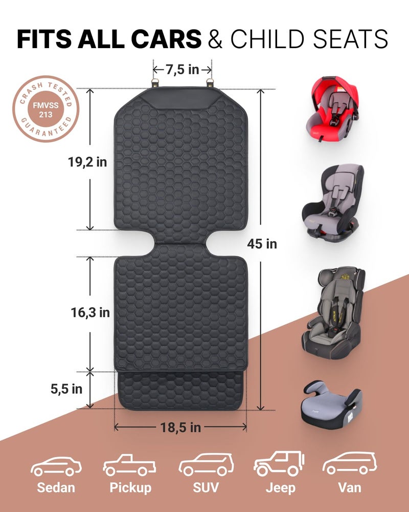 Owleys Premium Leather Car Seat Protector for Child Car Seat Cover from Dirt Scratches - Infant Car Seat Protector for Back Seat/Front Booster Seat Protector Under Baby Car Seat Waterproof 1pc Black - Image 4