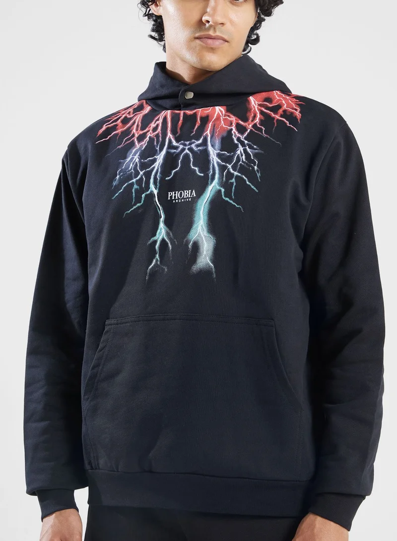 phobia Lightning Printed Hoodies