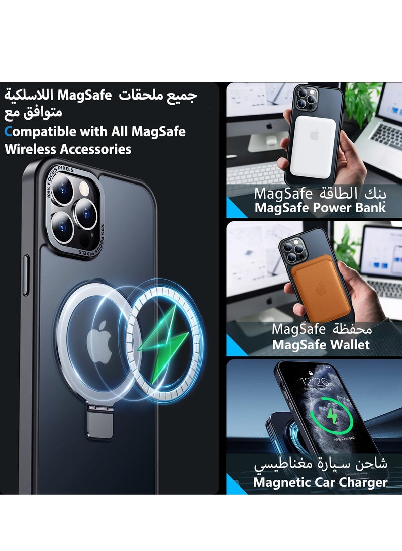 ايليجو جراب مغناطيسي لموبايل ايفون 11 برو ماكس مع حامل غير مرئي من ايليجو، متوافق مع ماج سيف، جراب حماية ضد الصدمات، جراب موبايل رفيع غير لامع مع مغناطيس لموبايل ابل 11 برو ماكس (2019) (اسود)  - Image 2