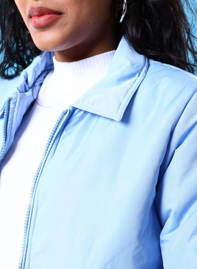 Freehand  Women Regular Fit Solid Crop Cargo Puffer Jacket for Women | Best Price UAE