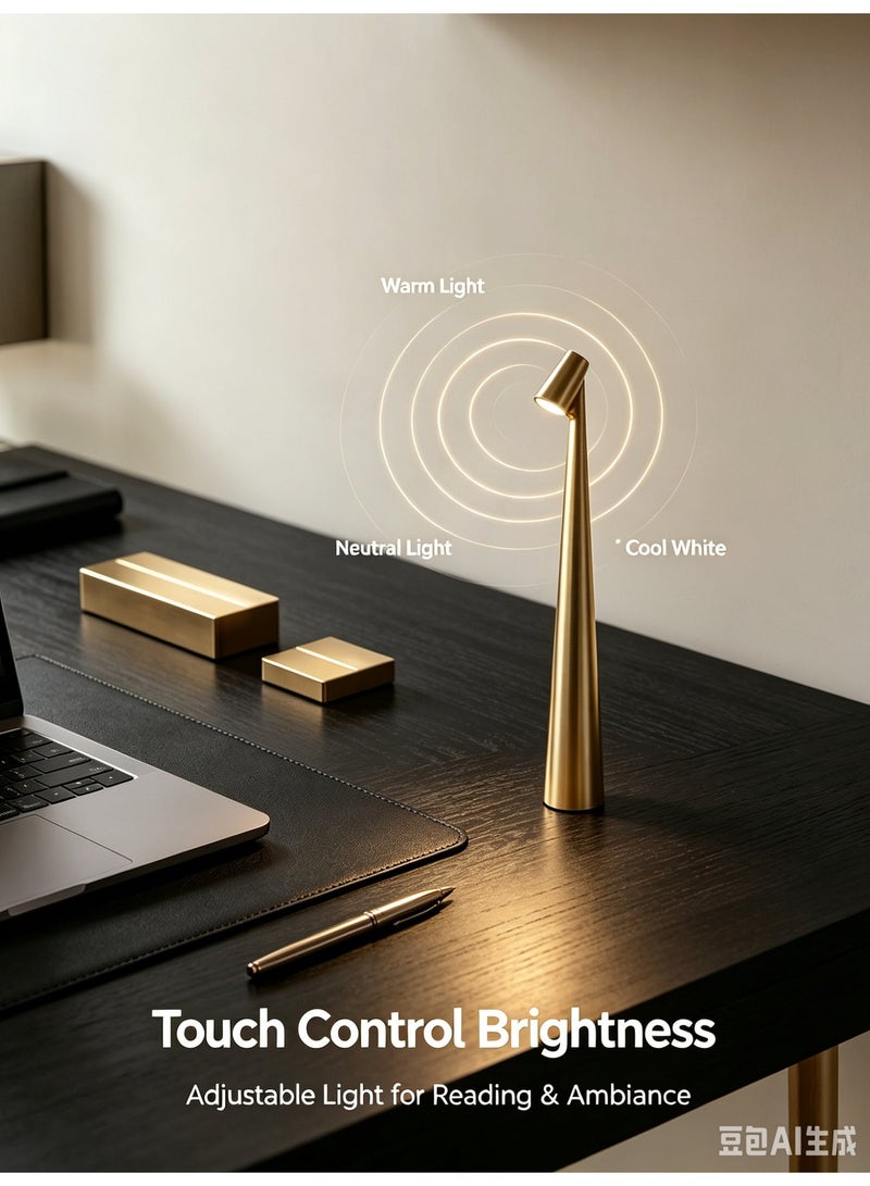 Touch Control LED Table Lamp – Rechargeable & Cordless with 3-Color Dimmable Light, Matte Plastic Shade, USB Charging – Modern Portable Downlight for Bedroom, Dining Table, Office, and Reading – Elegant Gift for Home Decor - Image 1