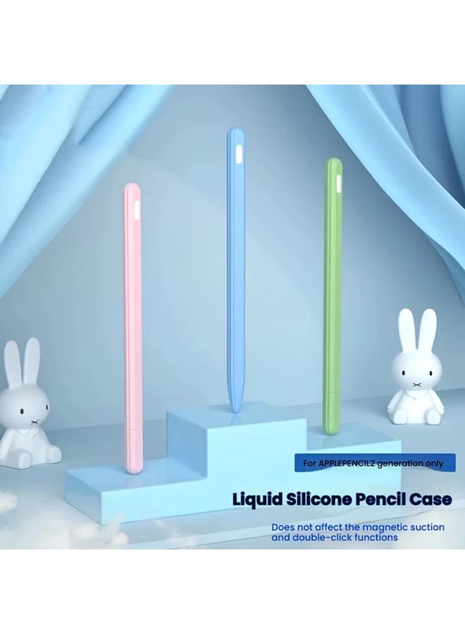 حافظة سيليكون لأقلام Apple Pencil الجيل الثاني والموديلات الاحترافية تشمل حافظة واحدة للقلم وغطاء دائري واحد وغطاء طرف واحد غلاف سيليكون ناعم بتصميم خطوط عمودية مانع للانزلاق باللون الأحمر متوافق مع الشحن المغناطيسي حافظة تنظيمية للأكسسوارات - Image 1