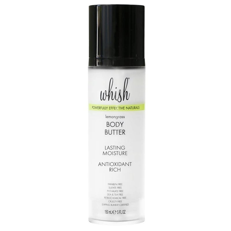 Whish Beauty Body Butter for Women - Moisturizing Body Lotion for Dry Skin - Antioxidant-Rich with Shea Butter, Aloe, & Raspberry Butter - Paraben & Sulfate Free - Lemongrass - 5 fl oz - Image 1