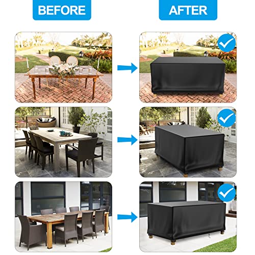 DUDSOEHO Patio Table Cover 100% Waterproof, 72x47x28 inch Outdoor Table Cover Rectangular, Patio Furniture Cover for Dinning Furniture, Picnic Coffee Tables Chairs and Sofas, Black - Image 5