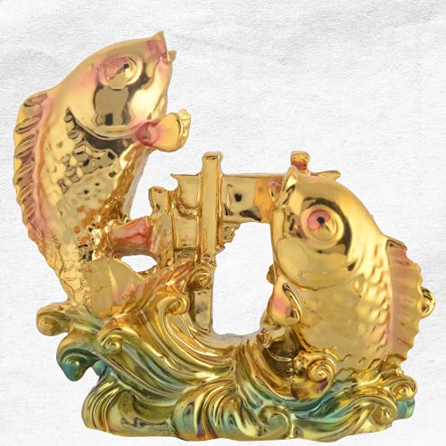GJ Polyresin Feng Shui Arowana Fish Showpiece, Standard, Golden, 1 Piece - Image 2