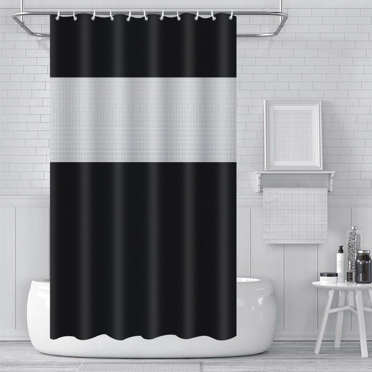 Semi-Transparent Thick Peva Shower Curtain Black stitching 