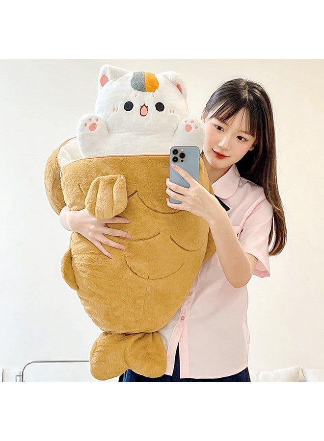 Ditucu 11.8 inch Taiyaki Cat Plush Pillow Cute Kitten Inside Fish 2 in 1 Soft Stuffed Animal Plushies Toys with Outfit Sleeping Doll Gifts for Girls Boys - Image 4