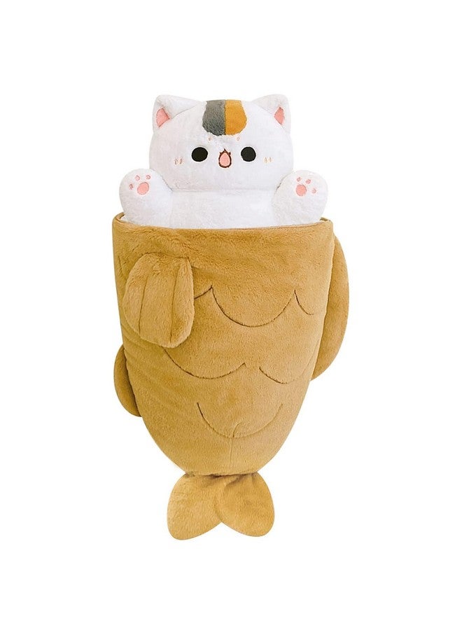 Ditucu 11.8 inch Taiyaki Cat Plush Pillow Cute Kitten Inside Fish 2 in 1 Soft Stuffed Animal Plushies Toys with Outfit Sleeping Doll Gifts for Girls Boys - Image 1