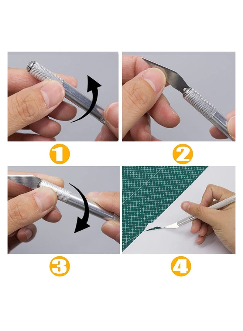 SYOSI طقم سكاكين النقش الدقيقة، هواية الحرف اليدوية مع 40 شفرة إكزاكتو، مسطرة، قاطع، شفرات بديلة لقص الأعمال الفنية، تزيين القصاصات، قوالب - Image 3