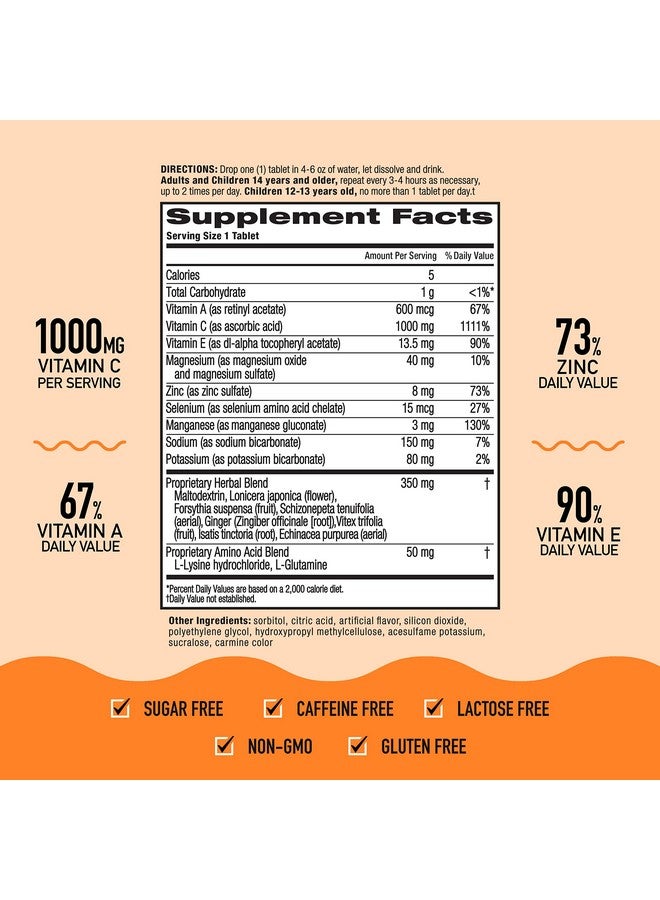 Airborne 1000Mg Vitamin C With Zinc Sugar Free Effervescent Tablets Immune Support Supplement With Powerful Antioxidants Vitamins A C & E 30 Fizzy Drink Tablets Very Berry Flavor - Image 5