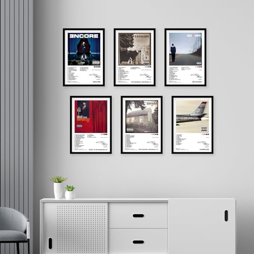 CodersParadise Wood Eminem Wall Poster Frames - Pack Of 6 | 8 X 12Cm (A4 Size) | Aesthetic Artwork Framed Posters | Framed Posters For Living Room, Bedroom - Image 4