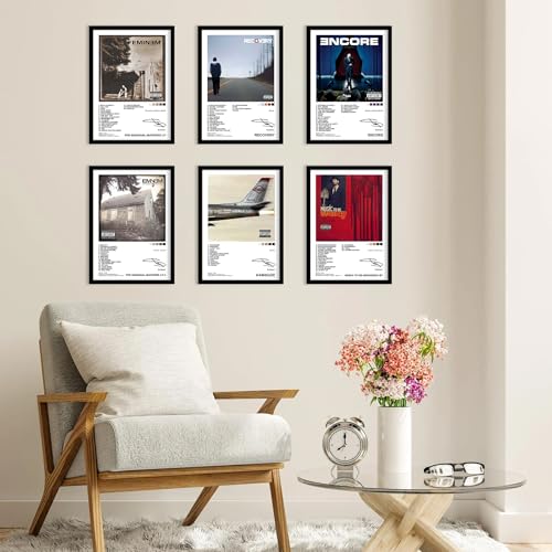 CodersParadise Wood Eminem Wall Poster Frames - Pack Of 6 | 8 X 12Cm (A4 Size) | Aesthetic Artwork Framed Posters | Framed Posters For Living Room, Bedroom - Image 2