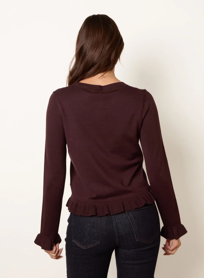 بلو فانيلا Ruffle Detail Cardigan