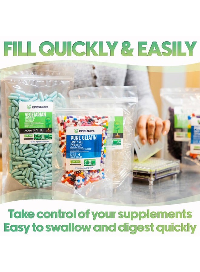 XPRS Nutra Size 000 Empty Capsules - 100 Count Empty Gelatin Capsules - Empty Pill Capsules - DIY Supplement Capsule Filling - Fillable Color Gel Caps Pills (Gold) - Image 2