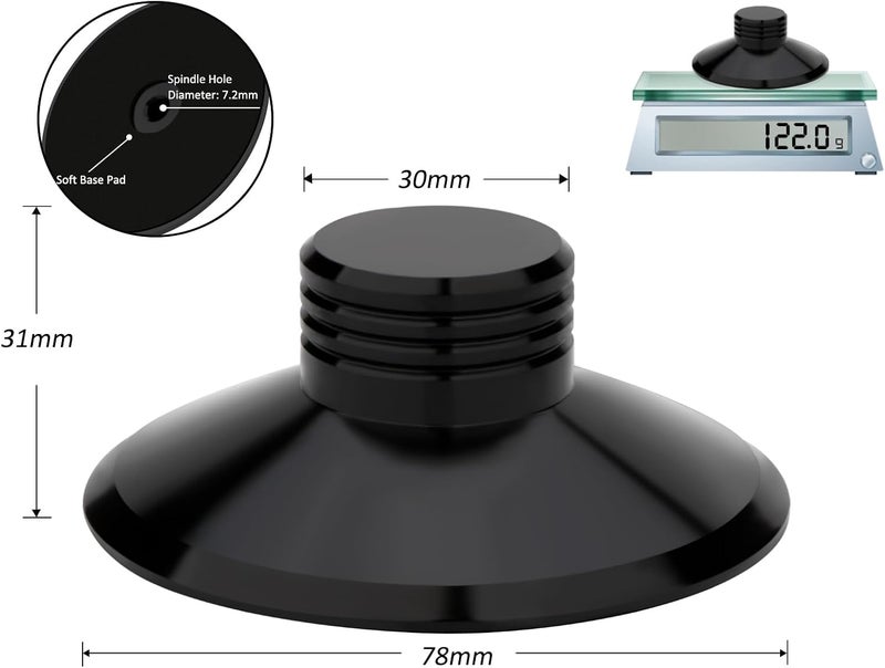 Preffair Audiophile Record Weight Stabilizer 124G/4.3OZ Aluminum Turntable Weight Vibration Reducer with Protective Soft Pad for HiFi LP Record Player, Eliminate Vinyl Disc Vibration. (Black) - Image 2