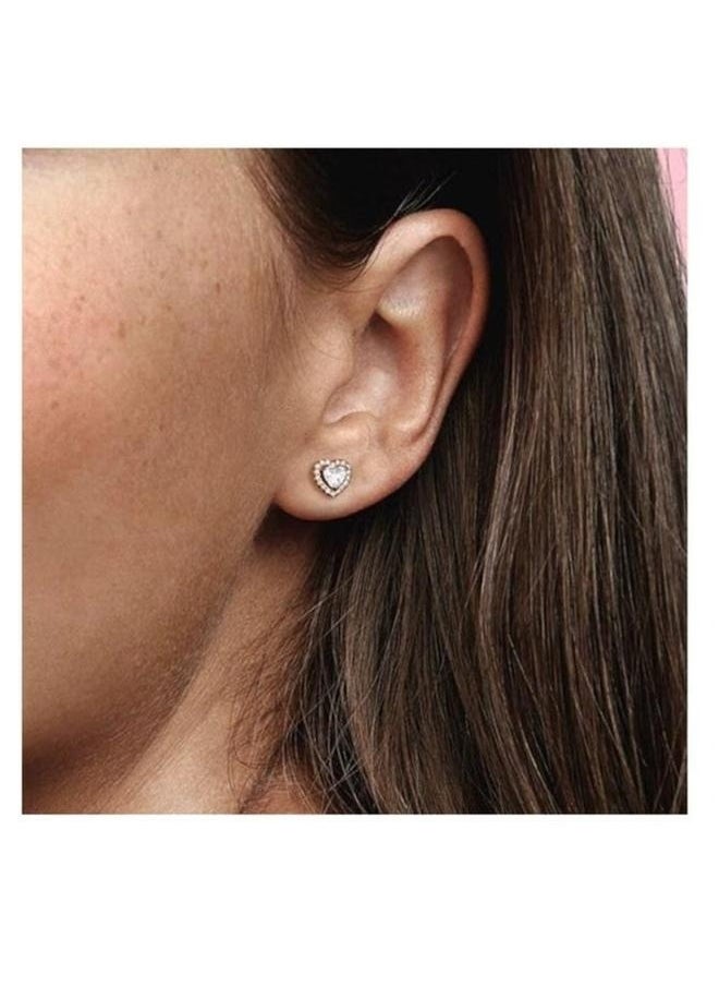 yongsheng Sparkling Elevated Heart Stud Earrings - Stackable Earrings for Women - Great Gift for Her  - Image 3