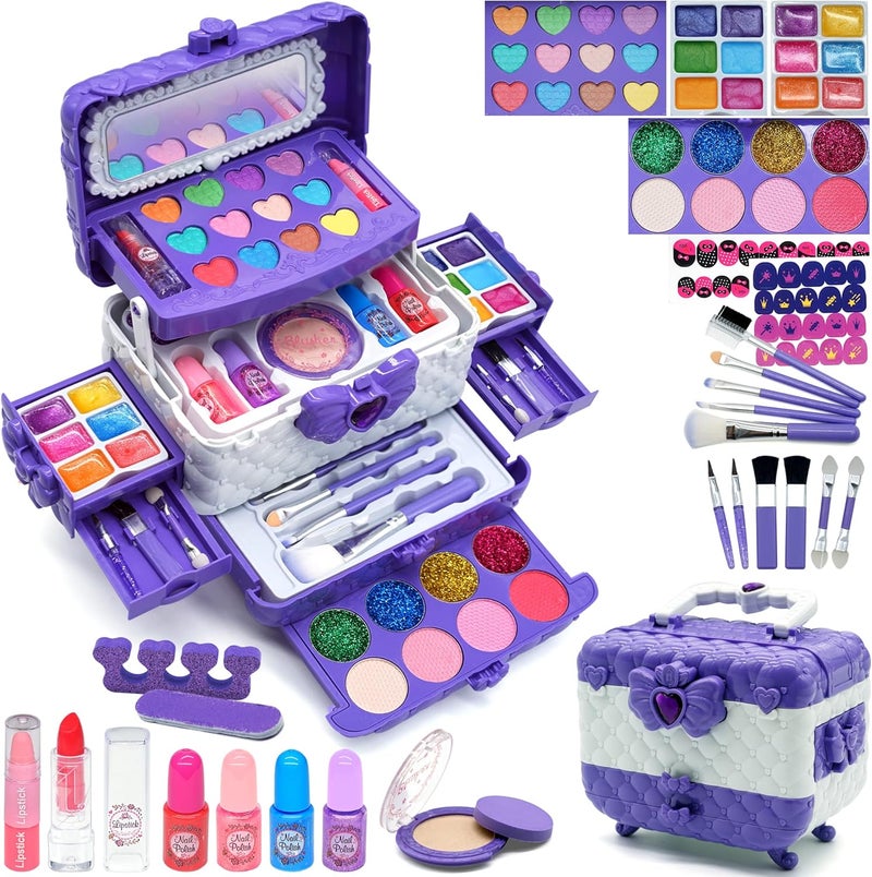 ROKKES Kids Makeup Kit for Girl Toys - Toys for Girls Makeup Girls Princess Gift Non Toxic Toddlers Cosmetic Kits,Child Play Makeup Toys for Girls, Age 4-10Year Old Children Gift - Image 1