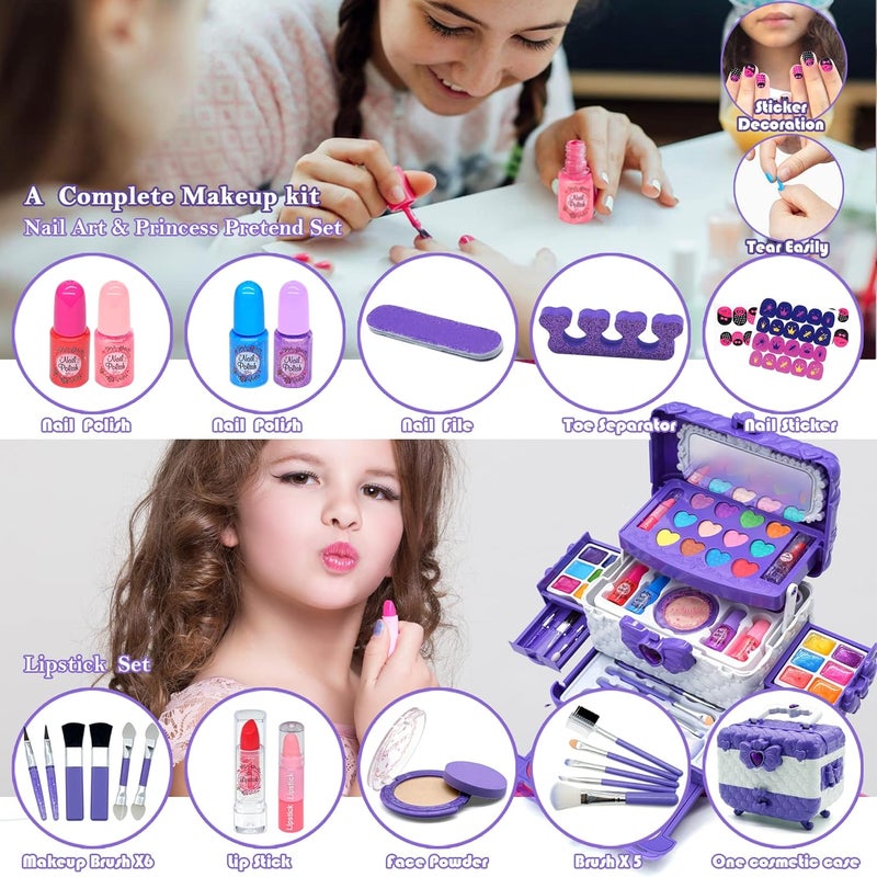 ROKKES Kids Makeup Kit for Girl Toys - Toys for Girls Makeup Girls Princess Gift Non Toxic Toddlers Cosmetic Kits,Child Play Makeup Toys for Girls, Age 4-10Year Old Children Gift - Image 5