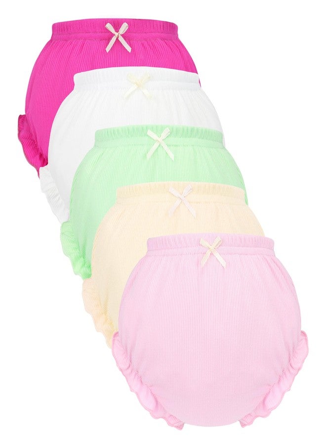 Billion Xin 5-Pack Infant Baby Girls Ruffle Diaper Cover Elastic Bloomer Toddler Girl's Cotton Shorts Toddler Underwear Multicolor - Image 1