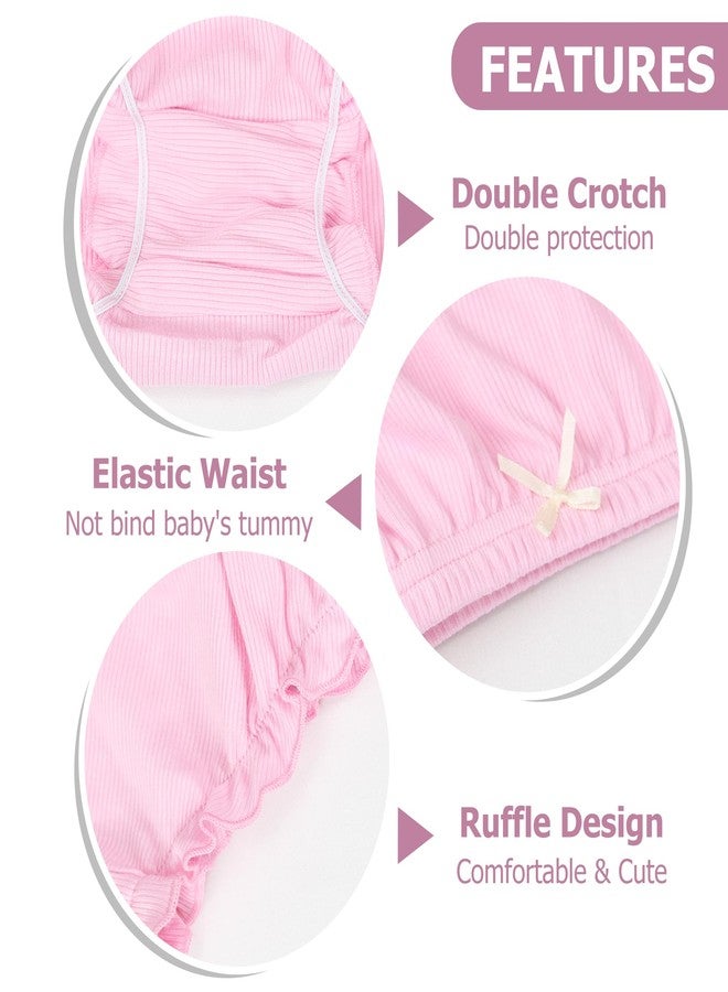Billion Xin 5-Pack Infant Baby Girls Ruffle Diaper Cover Elastic Bloomer Toddler Girl's Cotton Shorts Toddler Underwear Multicolor - Image 3