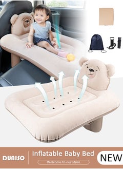 DUNISO Inflatable Toddler Travel Bed, Portable Airplane Baby Travel Bed,Inflatable Airplane Bed for Kids, Baby Travel Airplane Bed, Kids Airplane Bed, Hand Pump, Seat Belt and Carry Bag Included  - Image 1