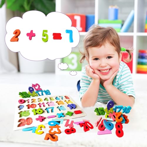 Kairsya Number Puzzle Montessori Wooden Puzzles for Toddlers 35 Shape Learning Toy Number Blocks for Kids Preschool Educational Gift - Image 5