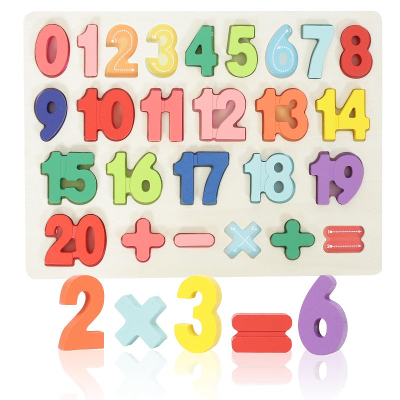 Kairsya Number Puzzle Montessori Wooden Puzzles for Toddlers 35 Shape Learning Toy Number Blocks for Kids Preschool Educational Gift - Image 3