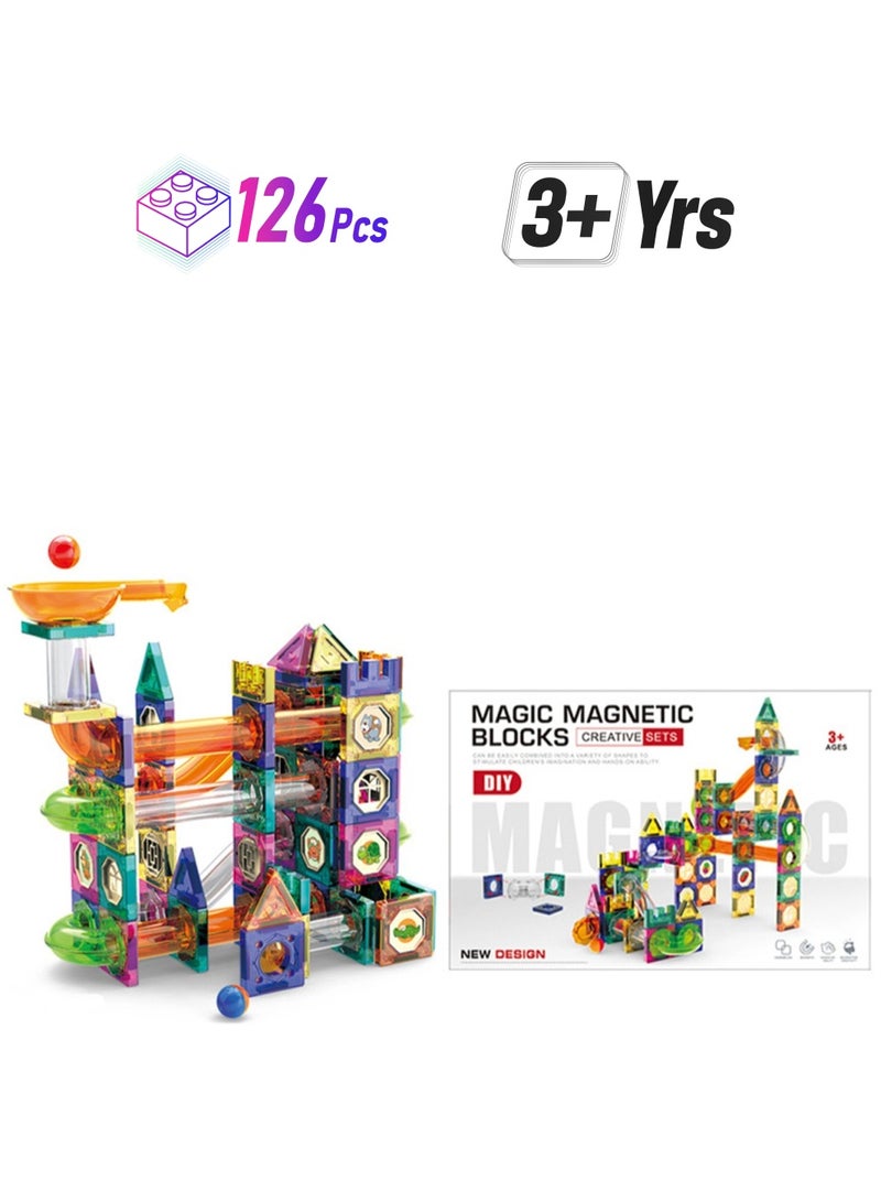 Building Blocks Toy Set - Sliding Ball Magnetic Building Blocks 3D Building Blocks for Children Aged 3-8, Educational Building Blocks for Creative Stacking and Learning, Hands-On Play Educational Children's Birthday Gift (Approx. 126 Pieces)  - Image 1