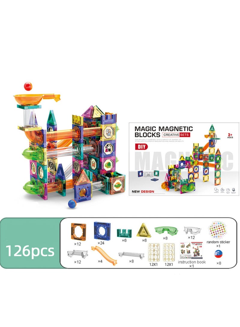 Building Blocks Toy Set - Sliding Ball Magnetic Building Blocks 3D Building Blocks for Children Aged 3-8, Educational Building Blocks for Creative Stacking and Learning, Hands-On Play Educational Children's Birthday Gift (Approx. 126 Pieces)  - Image 2