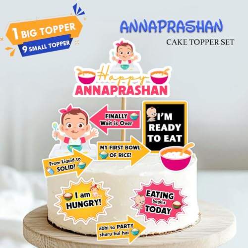 Suruchi Strokes Annaprashan Theme Cake Topper | First Rice Ceremony Cake Decoration Set For Baby Girl Rice Feeding Ceremony Party - Image 3