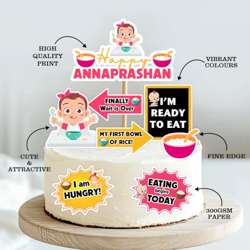 Suruchi Strokes Annaprashan Theme Cake Topper | First Rice Ceremony Cake Decoration Set For Baby Girl Rice Feeding Ceremony Party - Image 5