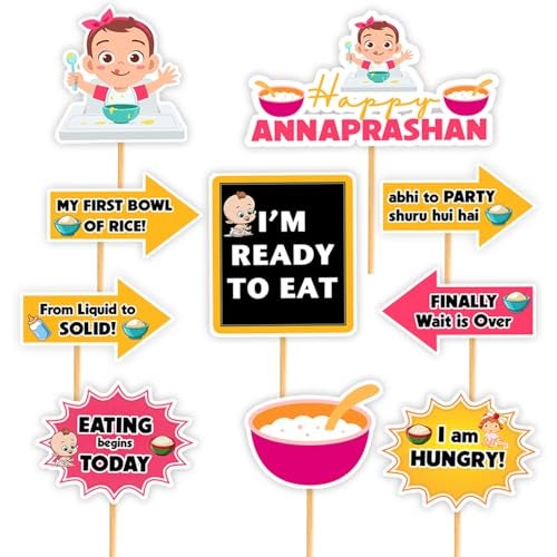 Suruchi Strokes Annaprashan Theme Cake Topper | First Rice Ceremony Cake Decoration Set For Baby Girl Rice Feeding Ceremony Party - Image 4