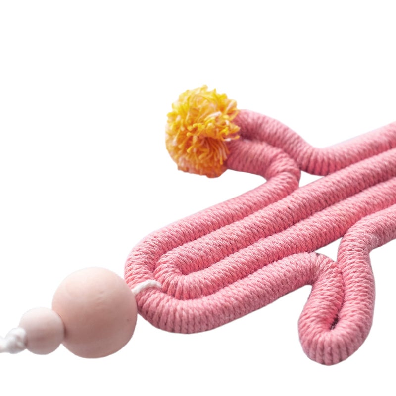 Mila Millie Mila Millie 2 Pack Cactus Macrame Wall Hanging | Handmade Woven Tassel Ornament for Home or Nursery Baby Kids Room Decor | Boho Nordic Scandinavian Style (Mustard Yellow Pink) - Image 5