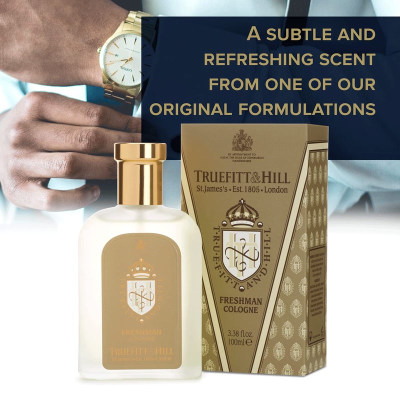 Truefitt & Hill Luxury Cologne - Freshman - Premium Long-Lasting Citrus and Bergamot Men's Fragrance Presented in a Beautifully Etched Traditional Atomizer Bottle - 3.38 oz. - Image 2
